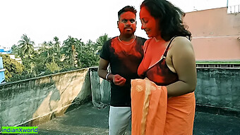 Young Tamil Man Engages In Threesome With Two Mature Indian Milfs During Holi Celebration