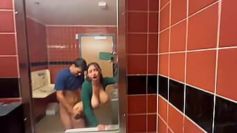 Busty Hailey Rose'S Public Bathroom Encounter With Risky Creampie