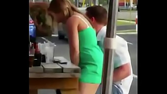 A couple indulges in public sex using a spycam in a restaurant