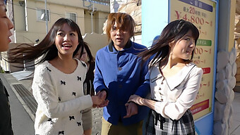 Japanese Girl Kotomi Asakura And Her Friends Share A Man'S Pleasure