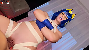 Gadis Cosplay Seksi Ankha Mengambil 18 Versi Porno Sebenar