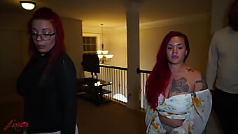 Interracial threesome with a redheaded real estate agent and her client