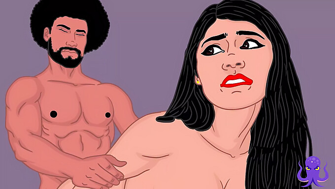 La tante indienne Mia Khalifa se fait fesser et baiser par une bite noire dans un porno en dessin animé