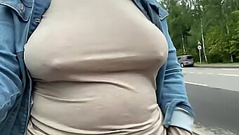 Public Slut Exposes Her Mature And Saggy Breasts In A Daring Act