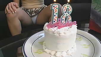 Blonde Bombshell Explores Her Sexuality With A Dildo On Her 18th Birthday