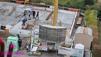 European Amateur Couple Enjoys Public Sex On Construction Site